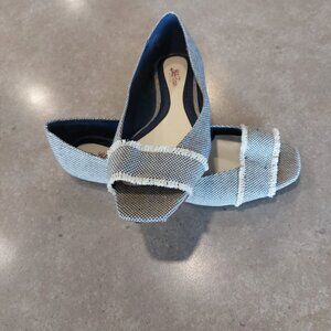 LELA ROSE For Payless Women's Fabric Upper Open Toe Shoe - Blue/White - Sze 7.5M